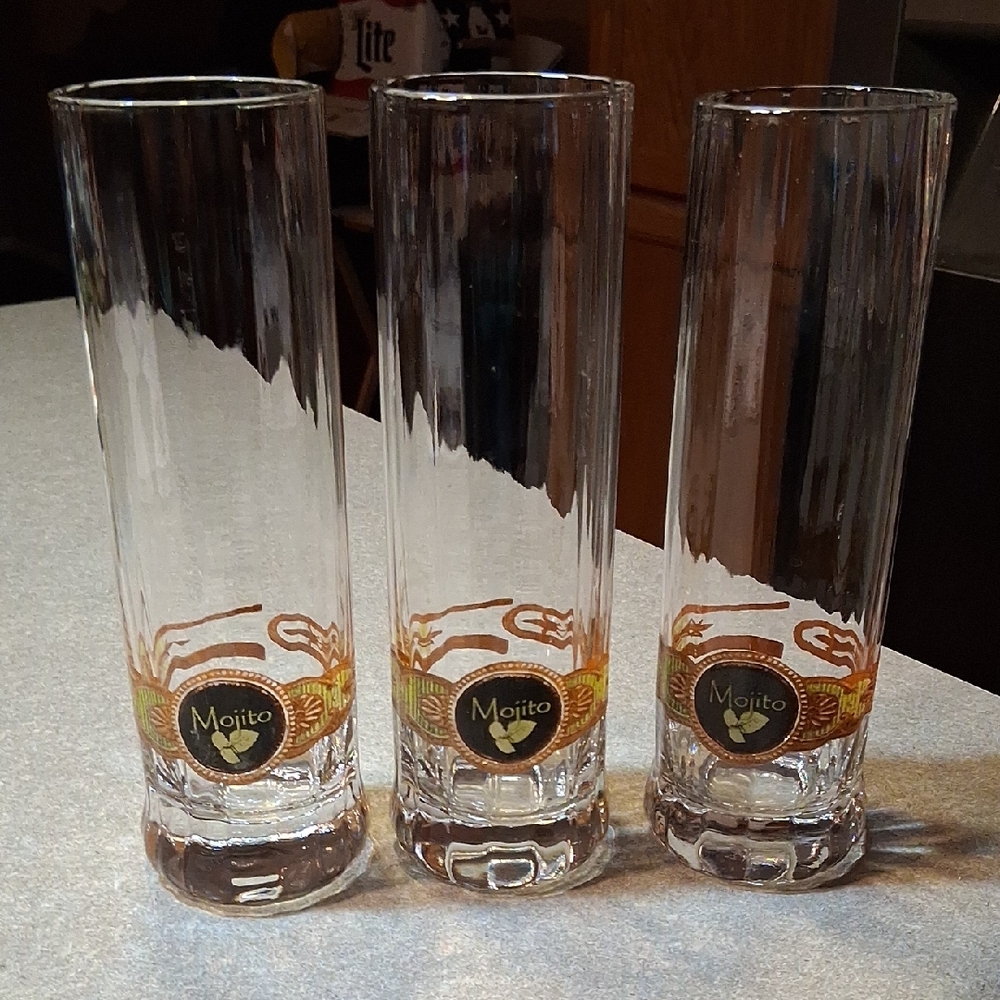 Set Of 3 Tommy Bahama Cigar Band Mojito Glasses By Daniel Justin Chase